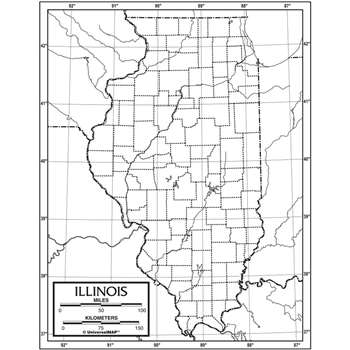 Outline Map Paper Illinois, UNI21180