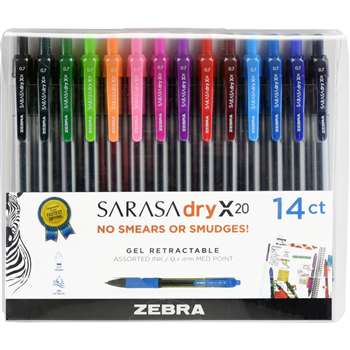 Sarasa Gel Retractable Gel Pens Asst 14Pk With Cas, ZEB46824