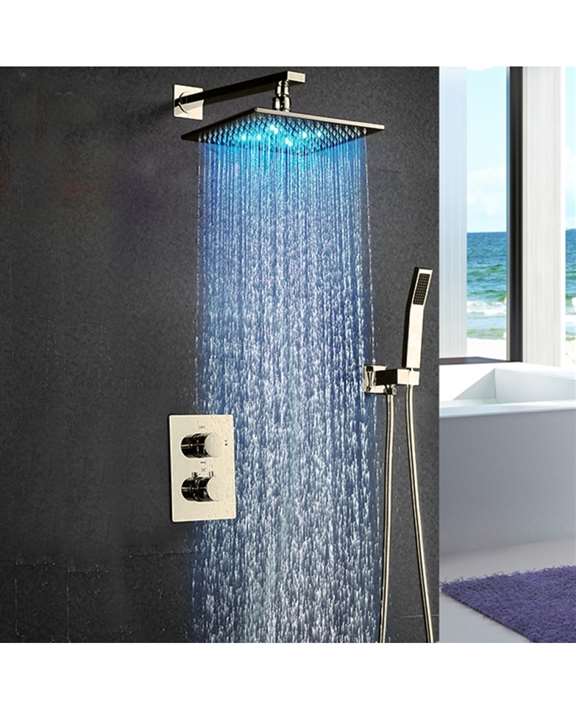 FontanaShowers Versilia Color Changing LED Shower Head with Adjustable Body Jets and Mixer