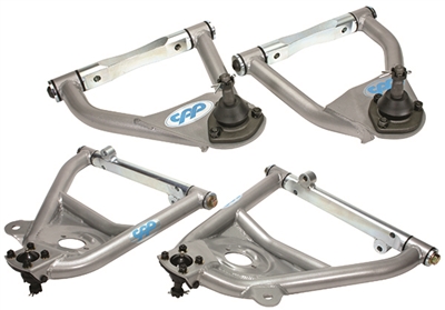 CPP 1955 1956 1957 Chevy Tubular Control Arms 1955 1956 1957, Upper/Lower, Silver, Set (OS)