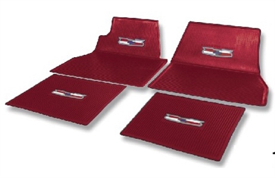 1955 1956 1957 Chevy Floor Mats with Crest Logo, Red