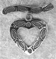 Large Heart Clasp 1 1/4" - Around two dozen jewelry clasp styles. Toggle clasps, fish hook clasps, ring clasps and more for your bracelet and necklace designs. Handmade vintage originals cast in sterling silver and bronze.