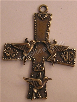 Large Cross and Doves 2 1/2"  - Catholic Christian medals and cross necklaces from all over the world, in authentic antique and vintage styles with amazing detail. Big collection of crosses, medals and a variety of chains to create your custom look.
