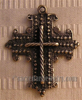 Coptic Cross 1 3/4" - Catholic religious rosary parts in authentic antique and vintage styles with amazing detail. Large collection of crucifixes, centerpieces, and heirloom medals made by hand  in true bronze and .925 sterling silver.