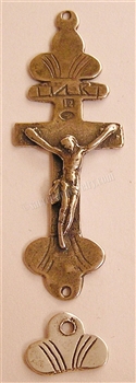 Old Trade Crucifix 2 1/2" - Catholic religious rosary parts in authentic antique and vintage styles with amazing detail. Large collection of crucifixes, centerpieces, and heirloom medals made by hand in true bronze and .925 sterling silver.