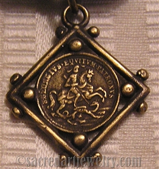 Saint George Medal 1" - Catholic religious medals in authentic antique and vintage styles with amazing detail. Large collection of heirloom pieces made by hand in California, US. Available in true bronze and sterling silver