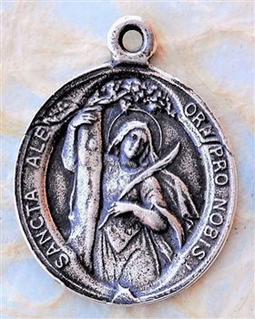 Guardian Angel/St. Alena of Belgium, Martyr, Medal 7/8" - Catholic religious medals in authentic antique and vintage styles with amazing detail. Large collection of heirloom pieces made by hand in California, US. Available in true bronze and sterling silv
