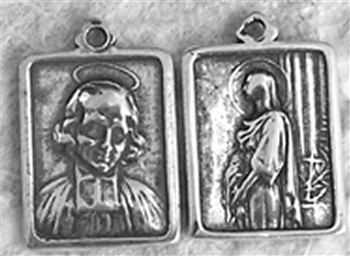 St Philomena & St Vianney Medal 5/8" - Catholic saint medals in authentic antique and vintage styles with amazing detail. Large collection of heirloom pieces made by hand in California, US. Available in true bronze and sterling silver.