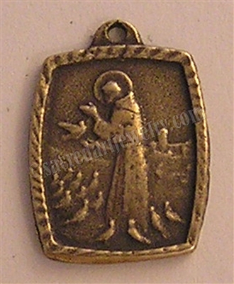 Saint Francis Medal with Prayer - St Francis medallions and other Catholic saint medals in authentic antique and vintage styles with amazing detail. Large collection of heirloom pieces made by hand in California, US.