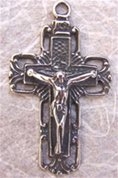 Squared White Bronze Crucifix 1 3/4"