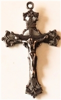 Old Roma White Bronze Crucifix 1 3/4"