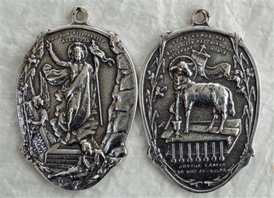Agnus Dei Easter White Bronze Medal 1 1/4"