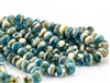 8x6mm Czech Glass Beads Faceted Rondelles - Capri Blue Mix