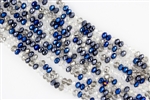 4x6mm Faceted Crystal Designer Glass Rondelle Beads - Metallic Blue Indigo Mix