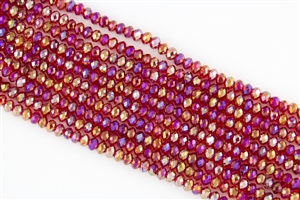 4x6mm Faceted Crystal Designer Glass Rondelle Beads - Light Siam AB