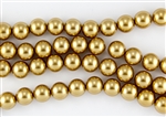 12mm Glass Round Pearl Beads - Golden