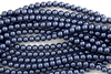 4mm Glass Round Pearl Beads - Navy Blue