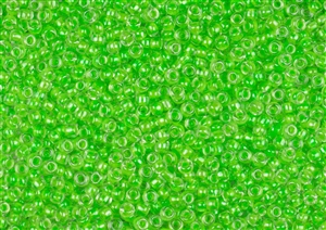 6/0 Matsuno Japanese Seed Beads - Luminous Neon Green Lined Crystal #206B