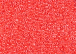 11/0 Matsuno Japanese Seed Beads - Luminous Neon Bright Coral Lined Crystal #206A