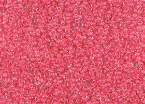 11/0 Matsuno Japanese Seed Beads - Luminous Medium Pink Lined Crystal #208