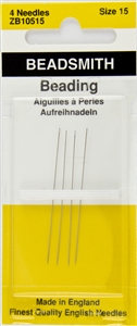 4 x Beadsmith English Beading Needles Size 15