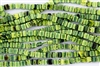 CzechMates 6mm Tiles Czech Glass Beads - Variegated Green and Black T75