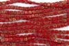 CzechMates 6mm Tiles Czech Glass Beads - Opaque Red Marbled Gold T81