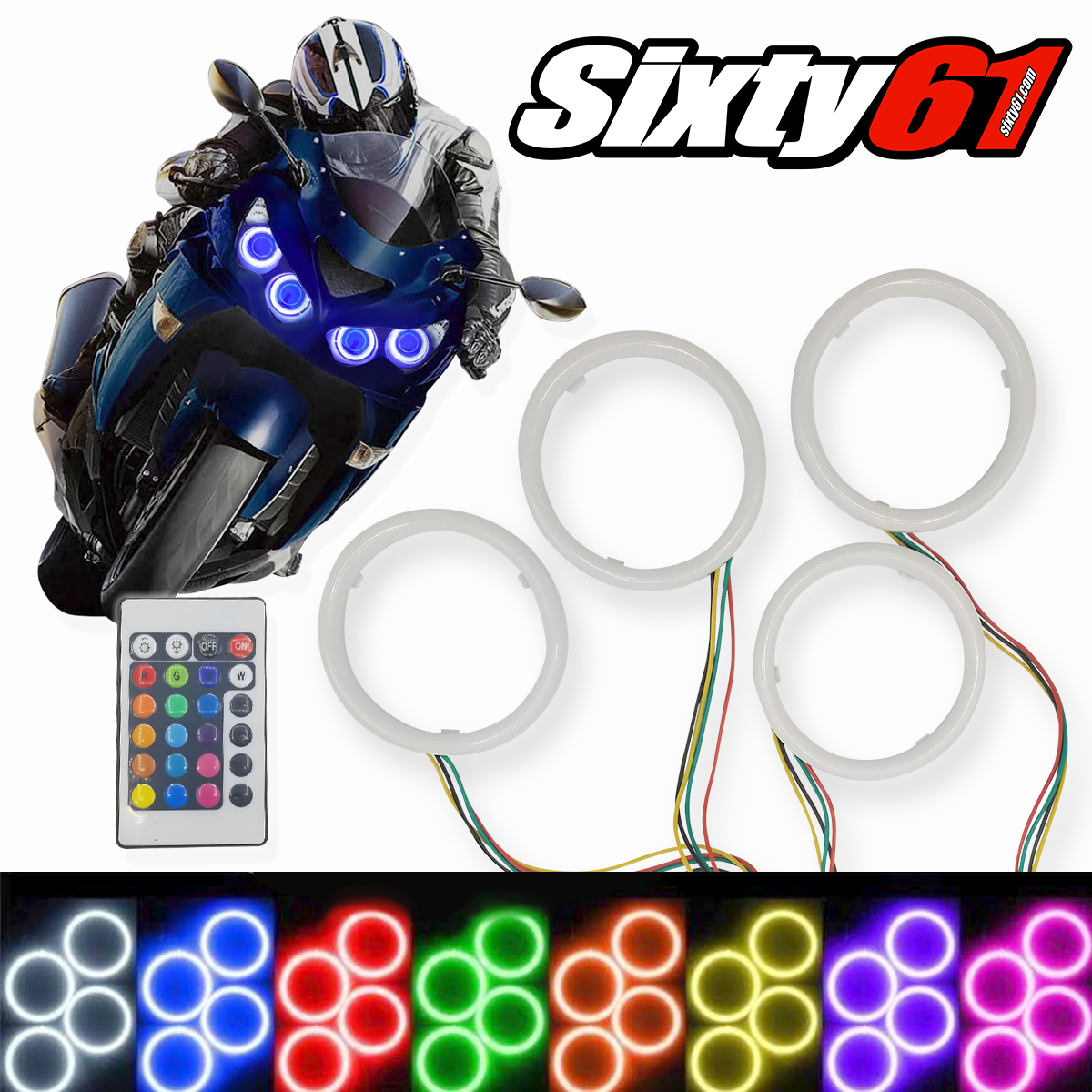 Suzuki Boulevard M109 Color Change LED Halo Ring Angel Eye Kit Set