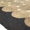 Elitis Kool Graphite accent rug.   Black and tan circular hand braided jute area rug.  Click for details and checkout >>