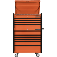 DX Series 41"W x 25"D 4 Drawer Top Chest & 6 Drawer  Roller Cabinet Combo - Orange, Black Drawer Pulls