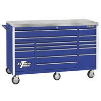 72 in. 17-Drawer Triple Bank Roller Cabinet, Blue
