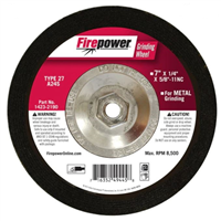 7 in. x 1/4 in. x 5/8 in. -11NC Depressed Center Grinding Wheels, Type 27