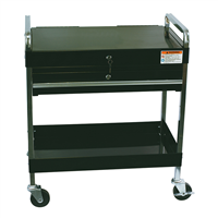 Service Cart With Locking Top and Drawer - Black
