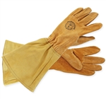 Large, durable, leather rose gauntlet gloves.