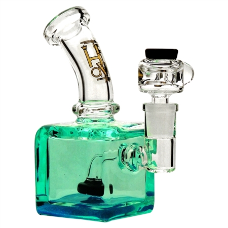 WP-HK498-T 6" Krave Freezable Cube Rig Water Pipe + Showerhead + Stemless | Shiny Teal