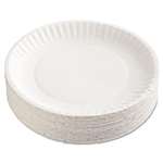 AJM Packaging Corporation Gold Label Coated Paper Plates, 9" dia, White, 100/Pack, 10 Packs/Carton # AJMCP9GOEWH