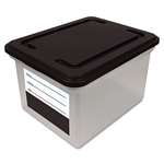Innovative Storage Designs File Tote Storage Box with Snap-on Lid Closure, Letter/Legal, Clear/Black # AVT55802
