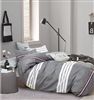 Kevin Gray/White Striped 100% Cotton Reversible Comforter Set