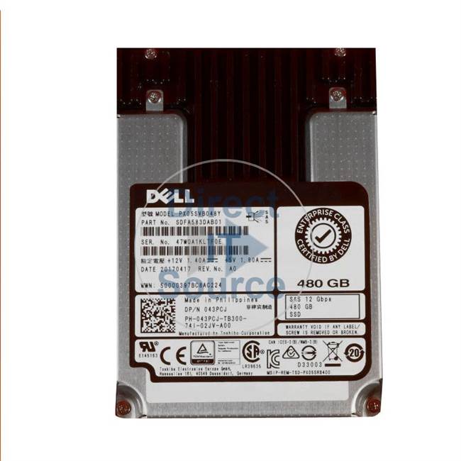 Dell 43PCJ - 480GB SAS 2.5" SSD