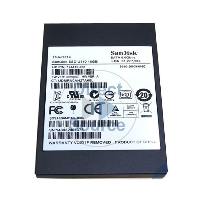HP 724416-001 - 16GB SATA 2.5" SSD
