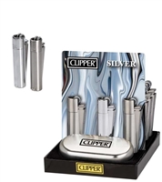 Clipper Silver Tone Refillable Metal Lighter 12/Tray