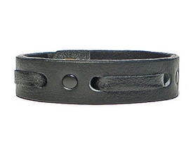 3/4" Single Weave Black Leather Cuff Bracelet