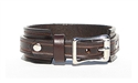 1" Wide BROWN Leather Buckle Cuff Bracelet with SILVER Buckle