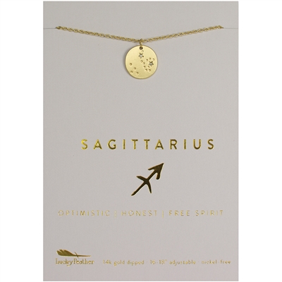 Lucky Feather Sagittarius Zodiac Necklace