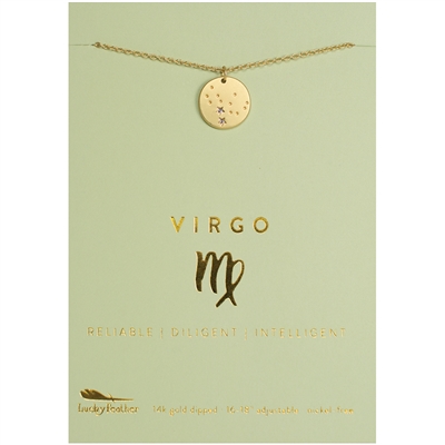 Lucky Feather Virgo Zodiac Necklace