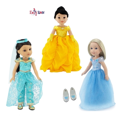 14 inch Doll Clothes - Fabulous Princess Dress Value Bundle - fits Wellie Wishers Dolls