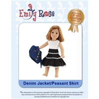 18-Inch Doll Clothes Pattern - Denim Jacket and Skirt - Downloaded to your computer
