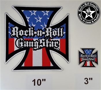 10" Red White & Blue Iron Cross embroidered iron on back patch Rock n Roll Heavy Metal accessories Rock n Roll GangStar Rock and Roll Heavy Metal