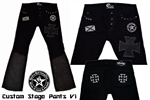 Custom Stage Pants with leather & patch work FREE Shipping Rock and Roll Heavy Metal clothing & accessories - Black
