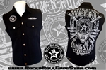 Alliance V2 denim biker vest with custom patch work silver & black Rock n Roll Heavy Metal biker clothing shirt Rock n Roll GangStar